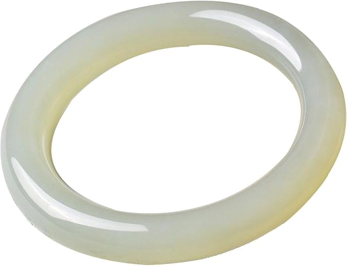 Natural Jade Bangle Bracelet for Women, Authentic White Jade